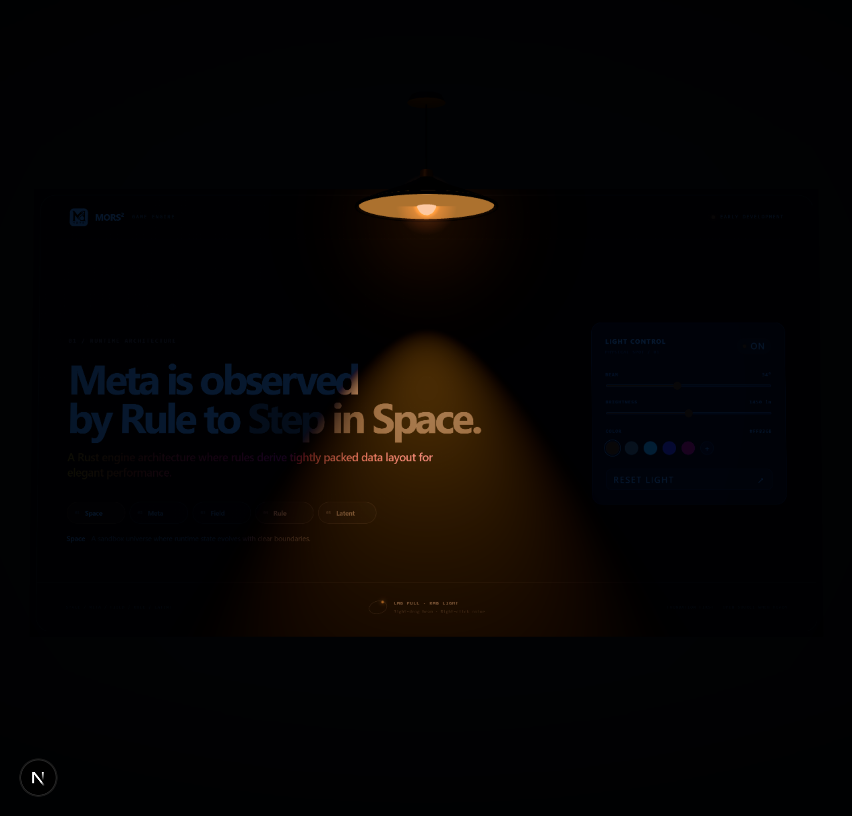HTML-in-Canvas Light Demo 效果：吊灯照亮 HTML 表面